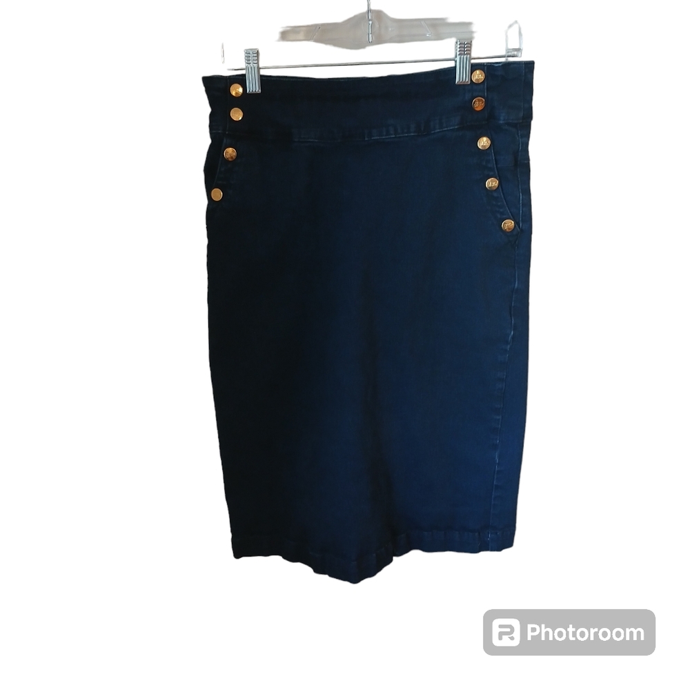 Skirt Socìety Women's Denim Skirt With Nautical Buttons Size M